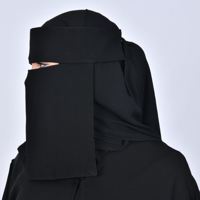 ⁦نقاب شمسي متوسط الطول ببطانه حرير و رباط اغلاق⁩ - الصورة ⁦4⁩